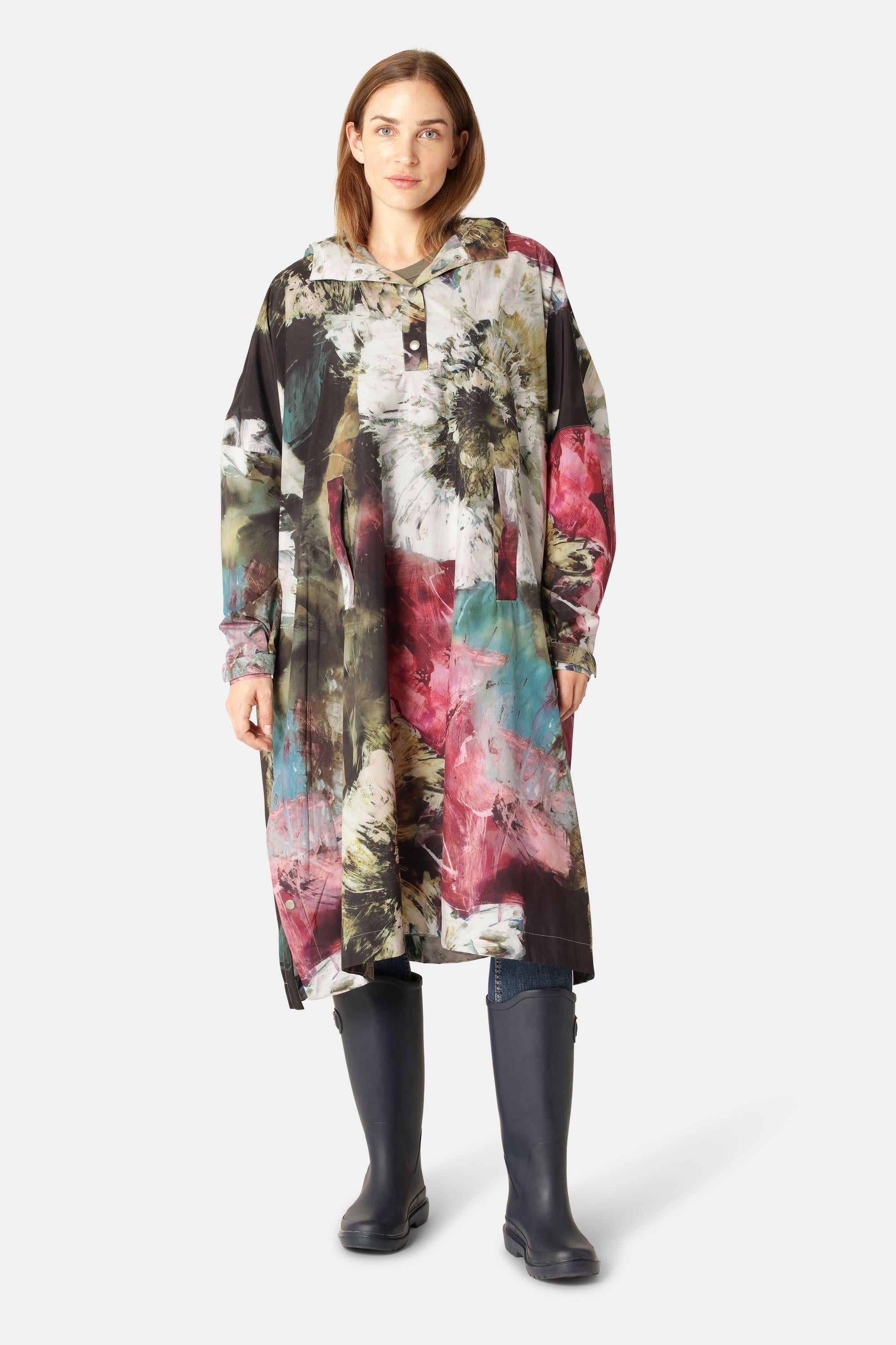 Poncho Impermeable - Artistic Flower Print
